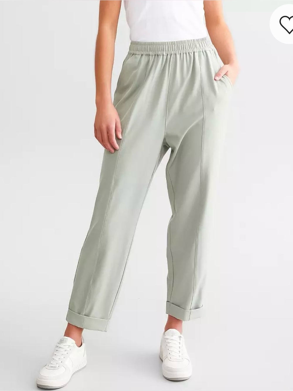 NWOT Varley Oakland Turn-Up Taper Stretch Pant Small 25" Inseam Cool Sage Green